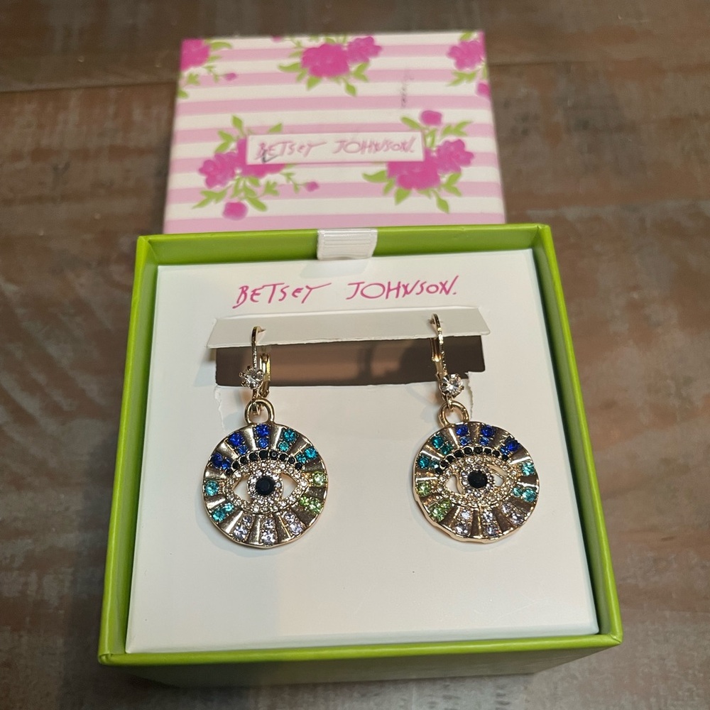 Betsey Johnson Multicolor Sparkle Eye Earrings